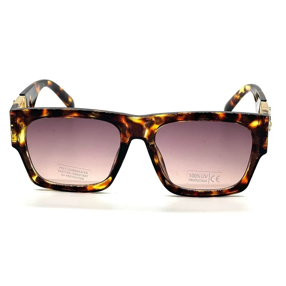 Tortoise Women Sunglasses Gold Gradient‎ Lens Square Frame Fashion Shades Lentes